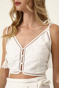 MOROTI OFF WHITE EMBROIDERED TOP