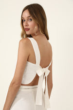 Load image into Gallery viewer, OFF WHITE OPEN BACK VIDA CROP TOP
